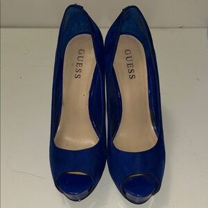Guess Women's Vibrant Blue Peep Toe Heels -size 8